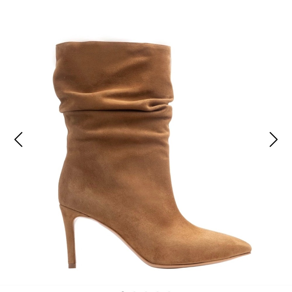 NWT 100% Genuine Suede Pointed Toe Stiletto Heel Slouch Boots Women 7‎ $158